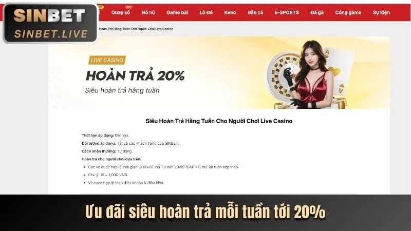 Ưu đãi hoàn trả hàng tuần